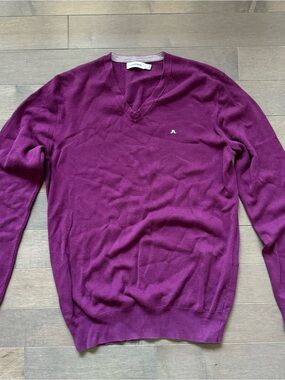 J.Lindeberg Men's V-Neck 100% Cotton Sweater